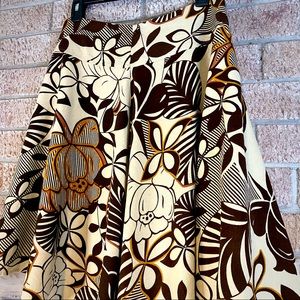 Vintage Metro Girl Brown Beige Flower Skirt Size M
